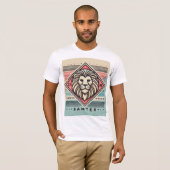 Design des geometrischen T - Shirt Lion Retro (Vorne ganz)