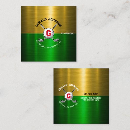 Design des Golftalls für Monogramm Quadratische Visitenkarte (Vorne/Hinten)