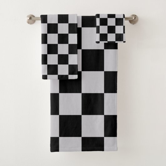 Design des grauen Schachbretts Badhandtuch Set (Insitu)