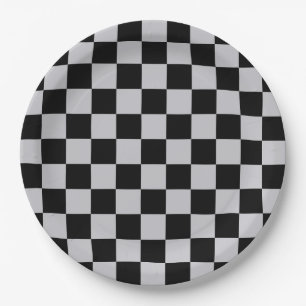 Design des grauen Schachbretts Pappteller