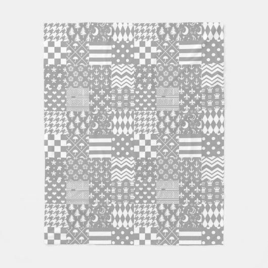 Design des grauen, weißen Mixed-Musters Fleecedecke (Vorderseite)