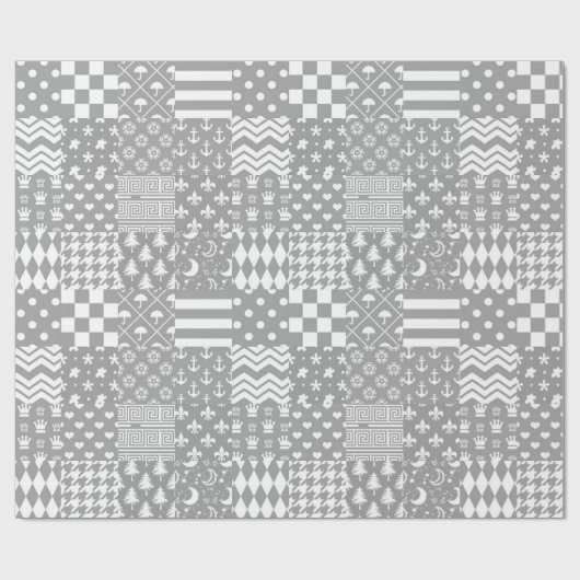 Design des grauen, weißen Mixed-Musters Geschenkpapier (Flach)