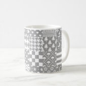 Design des grauen, weißen Mixed-Musters Kaffeetasse (VorderseiteRechts)