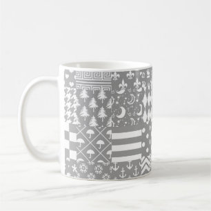 Design des grauen, weißen Mixed-Musters Kaffeetasse
