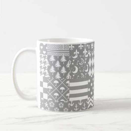 Design des grauen, weißen Mixed-Musters Kaffeetasse (Links)
