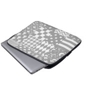 Design des grauen, weißen Mixed-Musters Laptopschutzhülle (Vorne Knopf)
