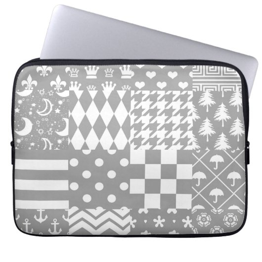 Design des grauen, weißen Mixed-Musters Laptopschutzhülle (Vorderseite)