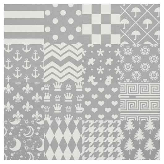 Design des grauen, weißen Mixed-Musters Stoff (Muster)