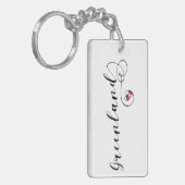 Design des grönländischen Flaggen-Herz-Skripts Schlüsselanhänger (Vorderseite links)