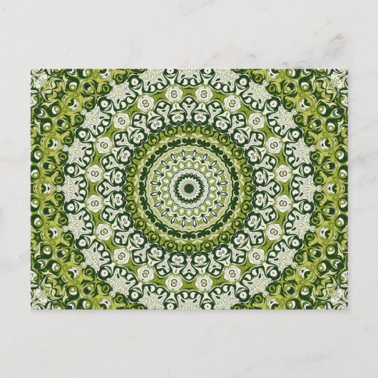 Design des grünen und weißen Mandala-Musters Postkarte (Vorderseite)