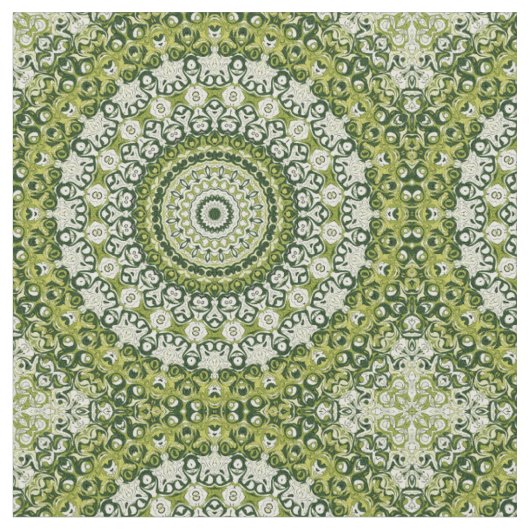 Design des grünen und weißen Mandala-Musters Stoff (Nahaufnahme)