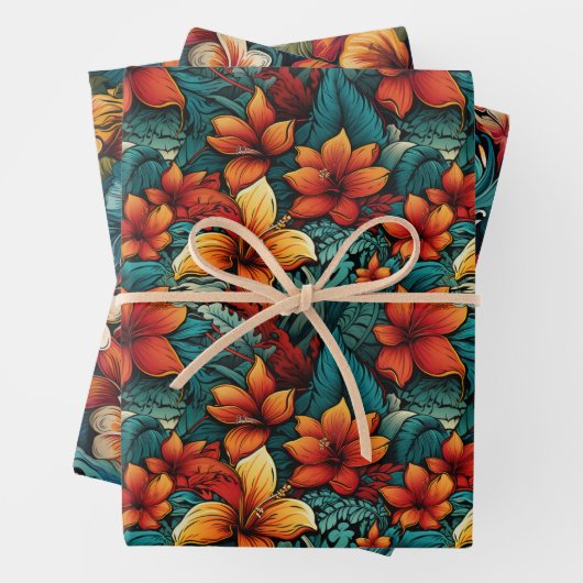 Design des hawaiianischen Surfer Paradise Geschenkpapier Set (Beispiel)