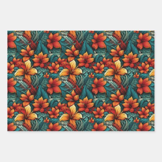 Design des hawaiianischen Surfer Paradise Geschenkpapier Set (Vorderseite)