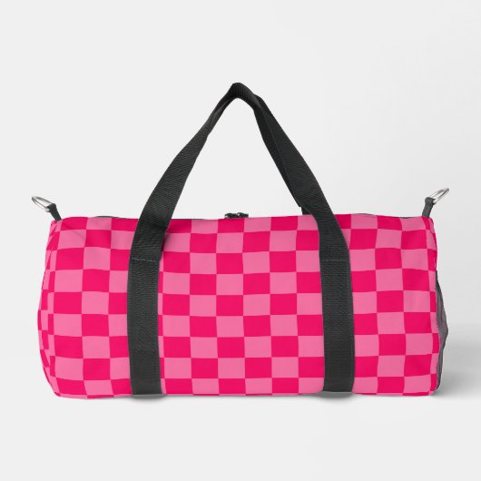 Design des hellen und Hot-Pink-Schachbretts Duffle Bag (Vorderseite)