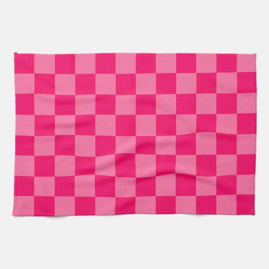 Design des hellen und Hot-Pink-Schachbretts Geschirrtuch (Horizontal)