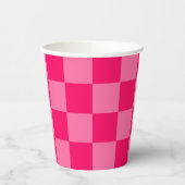 Design des hellen und Hot-Pink-Schachbretts Pappbecher (Links)