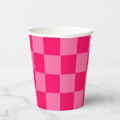 Design des hellen und Hot-Pink-Schachbretts Pappbecher (Rechts)
