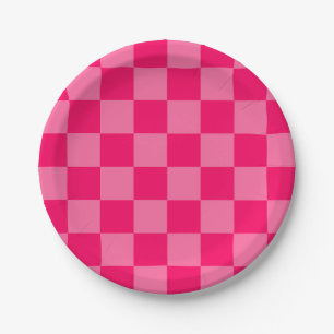 Design des hellen und Hot-Pink-Schachbretts Pappteller