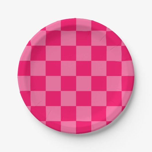 Design des hellen und Hot-Pink-Schachbretts Pappteller (Vorderseite)