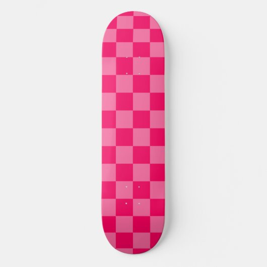Design des hellen und Hot-Pink-Schachbretts Skateboard (Vorderseite)