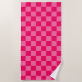 Design des hellen und Hot-Pink-Schachbretts Strandtuch (Vorderseite)