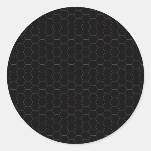 Design des Hexagon-Musters für Schwarz-Gold-Chicke Runder Aufkleber (Vorderseite)
