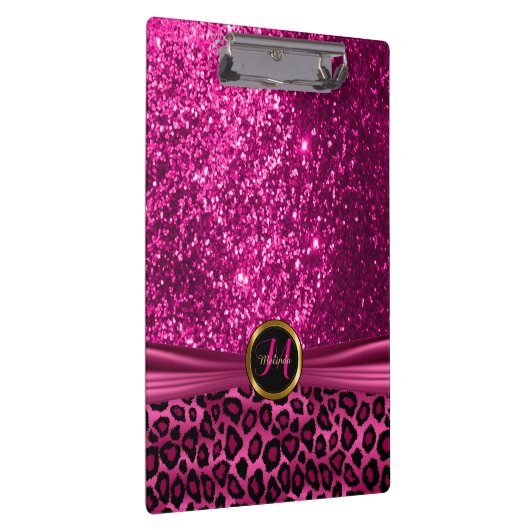 Design des hübschen, schwarz und hell rosa Glitzer Klemmbrett (Rechts)