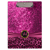 Design des hübschen, schwarz und hell rosa Glitzer Klemmbrett (Vorderseite)