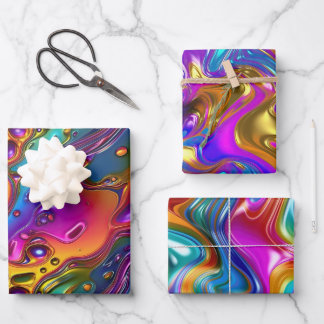 Design des Iridescent Liquid Chrome Effect Geschenkpapier Set