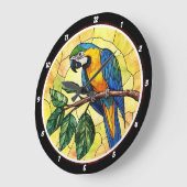 Design des lebendigen Macaw Parrot und tropischer  Große Wanduhr (Winkel)