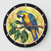 Design des lebendigen Macaw Parrot und tropischer  Große Wanduhr (Vorderseite)