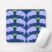 Design des lila Cartoon Narwhal Pair Mousepad (Mit Mouse)