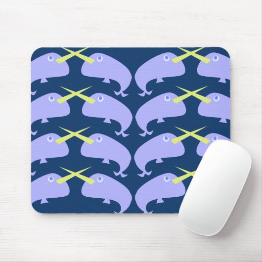 Design des lila Cartoon Narwhal Pair Mousepad (Mit Mouse)