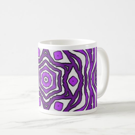 Design des lila Schwarz-weißen Stromkreismusters Kaffeetasse (VorderseiteRechts)