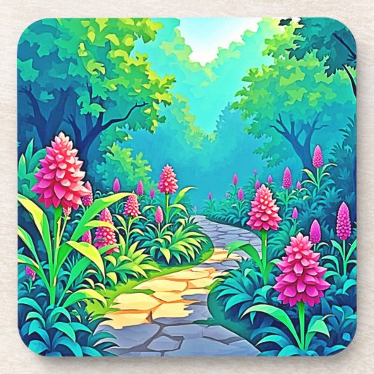 Design des magischen Gartenpfads Getränkeuntersetzer (Vorderseite)