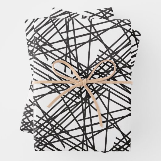 Design des Messeeffekts auf schwarzer Linie Geschenkpapier Set (Beispiel)