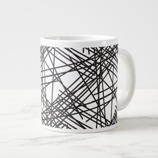 Design des Messeeffekts auf schwarzer Linie Jumbo-Tasse (Vorderseite Rechts)