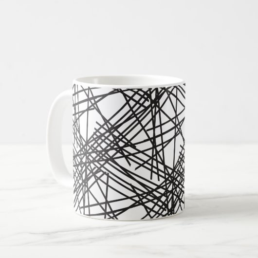 Design des Messeeffekts auf schwarzer Linie Kaffeetasse (Vorderseite Links)