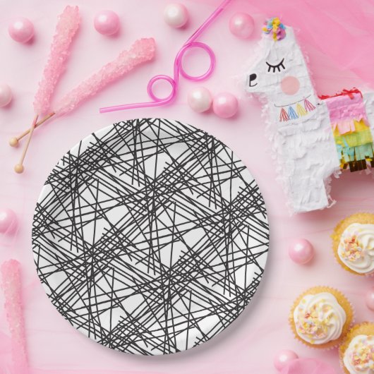 Design des Messeeffekts auf schwarzer Linie Pappteller (Party)