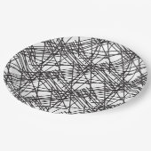 Design des Messeeffekts auf schwarzer Linie Pappteller (Schrägansicht)