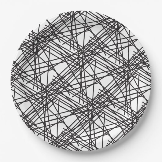 Design des Messeeffekts auf schwarzer Linie Pappteller (Vorderseite)