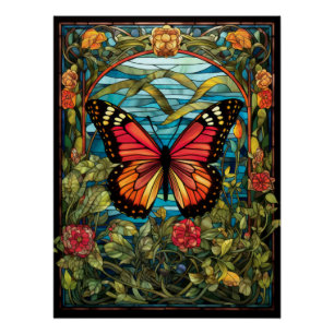 Design des Monarch Butterfly-Fensters Poster