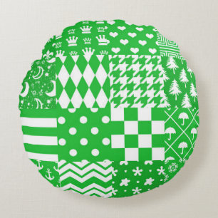 Design des Musters für die Muster in grün-weiß gem Rundes Kissen