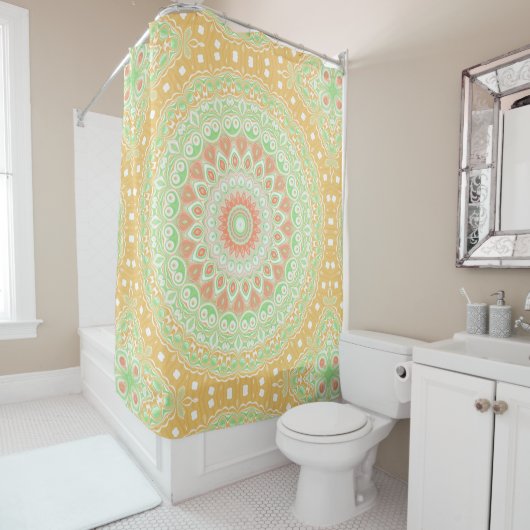 Design des Musters "Summer Yellow" und "Green Mand Duschvorhang (Beispiel)