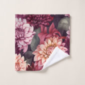 Design des Musters "Wasserfarbe Rosa Dahlia" Badhandtuch Set (Waschlappen)