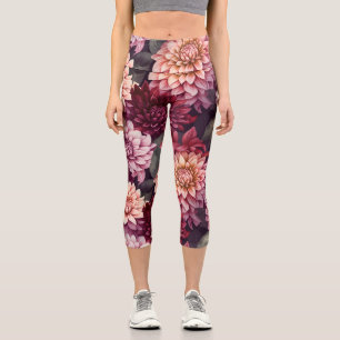 Design des Musters "Wasserfarbe Rosa Dahlia" Capri Leggings