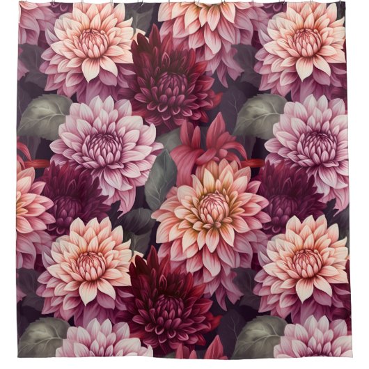 Design des Musters "Wasserfarbe Rosa Dahlia" Duschvorhang (Vorderseite)