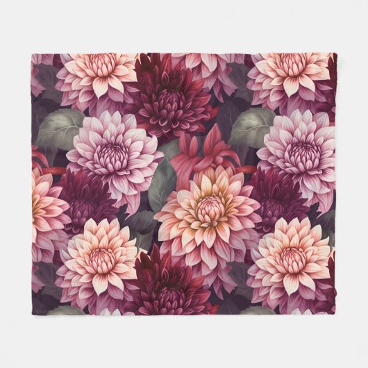 Design des Musters "Wasserfarbe Rosa Dahlia" Fleecedecke (Vorderseite (Horizontal))