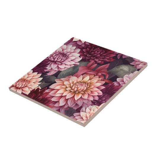 Design des Musters "Wasserfarbe Rosa Dahlia" Fliese (Seite)