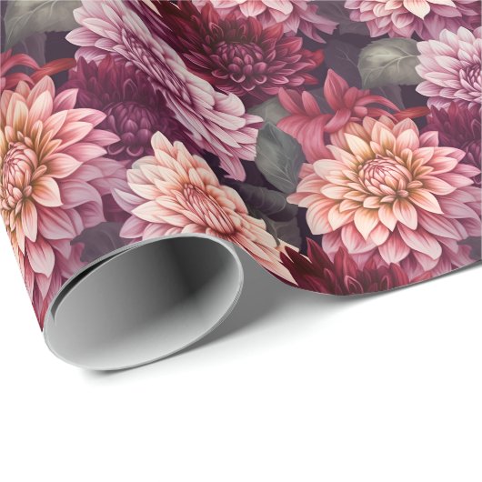 Design des Musters "Wasserfarbe Rosa Dahlia" Geschenkpapier (Rolleneckpunkt)